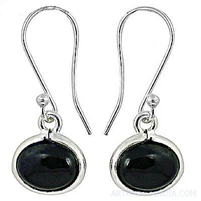 925 Sterling Silver Black Onyx Drop Earrings for Women