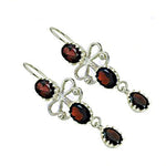 Load image into Gallery viewer, 925 Silver Garnet Drop Earrings for Women | Gemstone Jewelry

