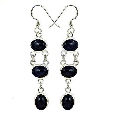 925 Sterling Silver Black Onyx Dangle Earrings | Women's Jewelry