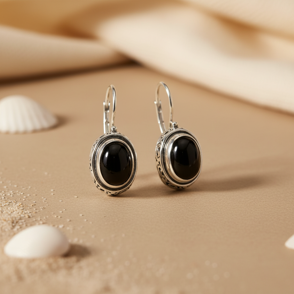 925 Silver Black Onyx Earrings for Women | Dangle Earrings