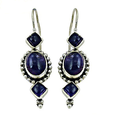 925 Silver Amethyst Drop Earrings for Women | Gemstone Jewelry