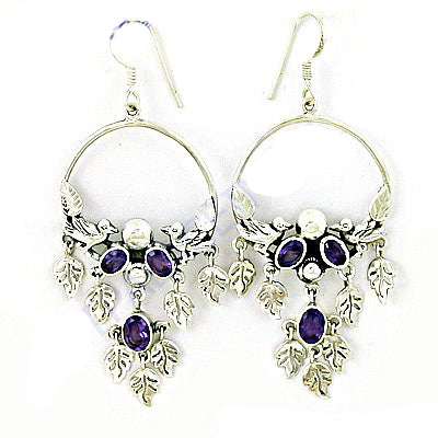 925 Silver Amethyst Bird Earrings for Women | Dangle Earrings