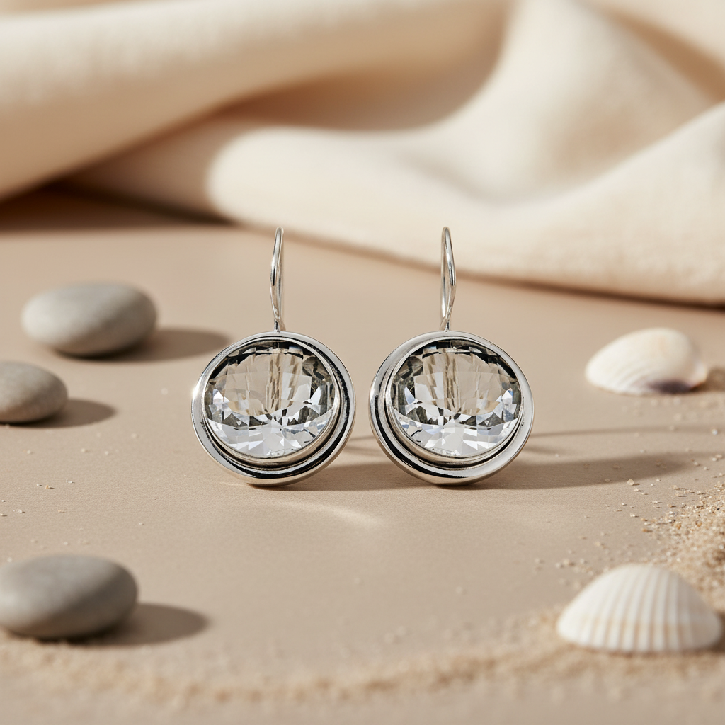 Silver Clear Crystal Earrings | Women's Elegant Jewelry