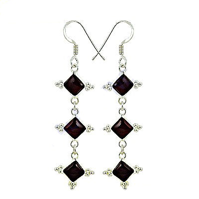 925 Silver Garnet Drop Earrings for Women | Gemstone Jewelry