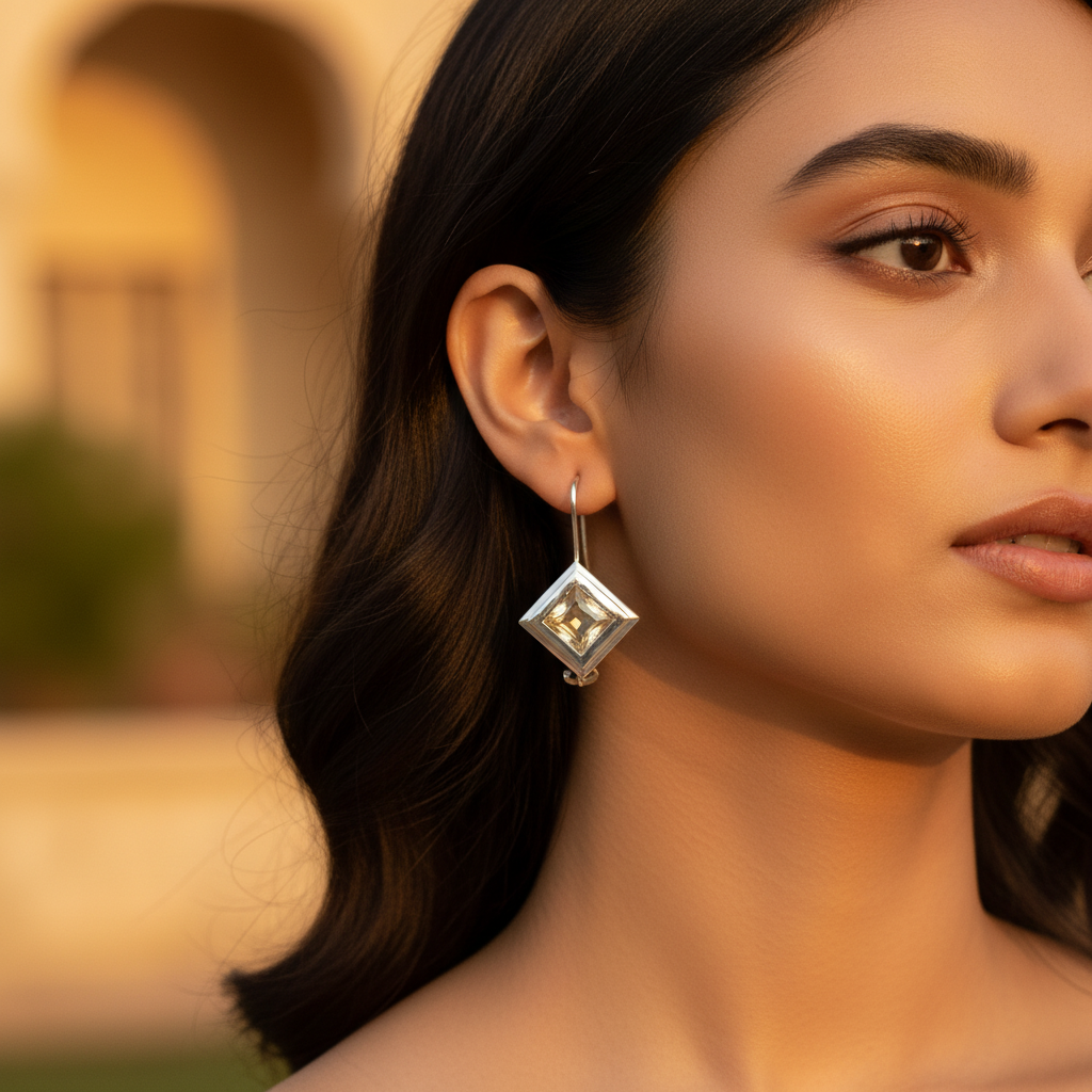 925 Silver Lemon Quartz Earrings for Women | Dangle Earrings