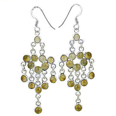 925 Silver Chandelier Earrings with Green Gemstones | For Women