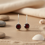 Load image into Gallery viewer, 925 Silver Garnet Drop Earrings for Women | Gemstone Jewelry
