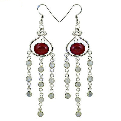 925 Silver Red Gemstone Dangle Earrings | Women's Jewelry Gift
