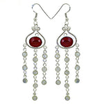 Load image into Gallery viewer, 925 Silver Red Gemstone Dangle Earrings | Women's Jewelry Gift

