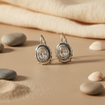 Load image into Gallery viewer, 925 Silver Leverback Earrings with Oval Gemstone | Women's Jewelry
