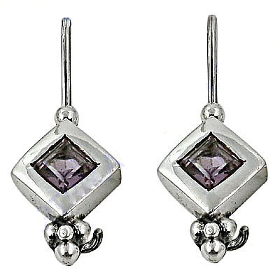 925 Silver Amethyst Drop Earrings for Women | Gemstone Jewelry