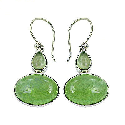 925 Silver Green Gemstone Earrings for Women | Dangle Earrings