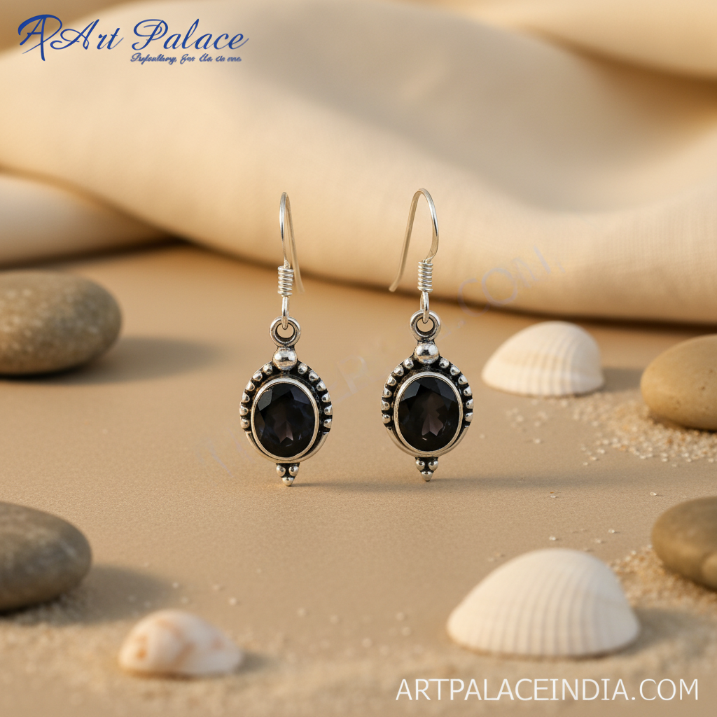 925 silver black onyx oval earrings for women | gift jewelry