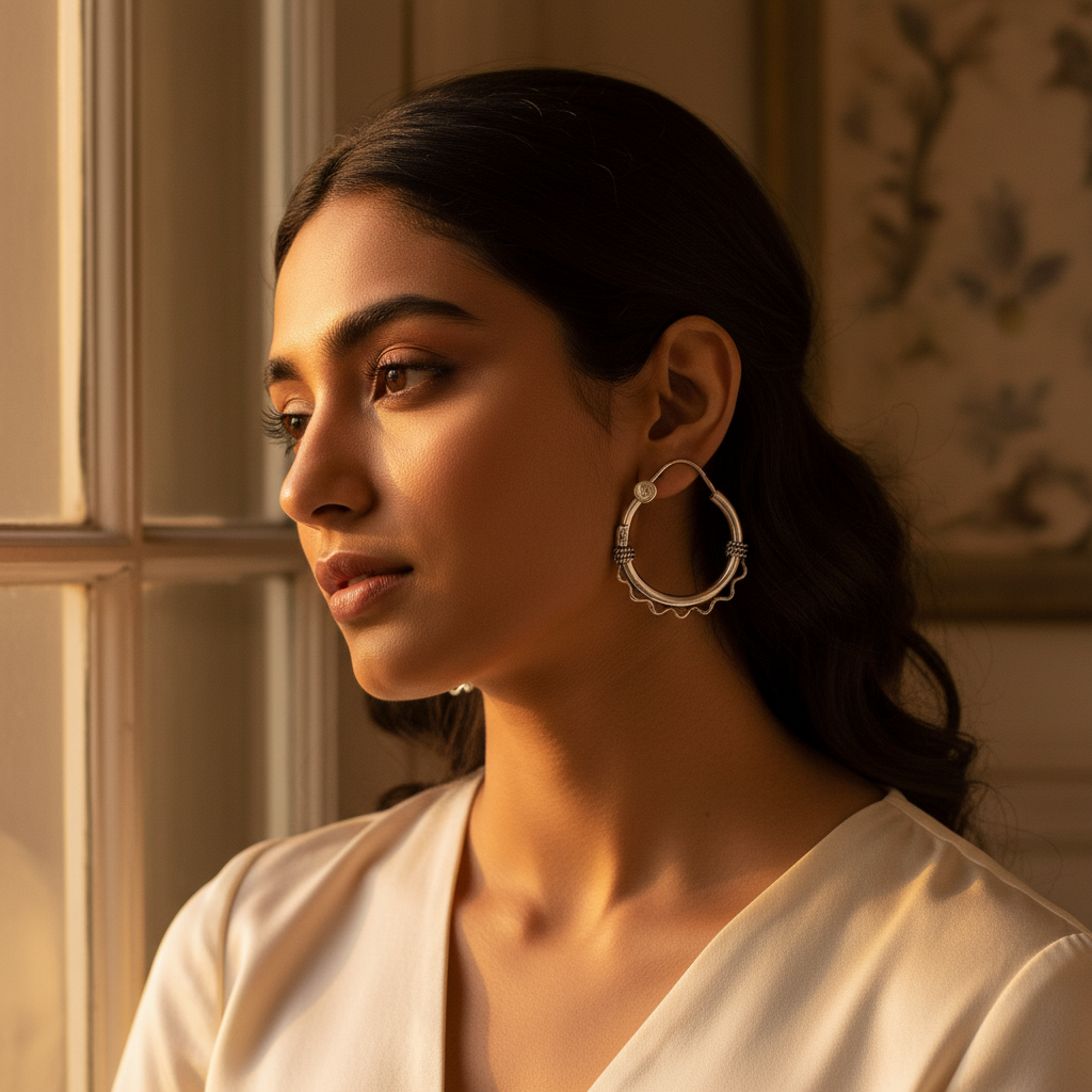 925 Sterling Silver Hoop Earrings for Women | Daily Wear