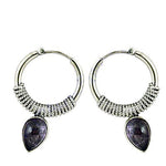 Load image into Gallery viewer, 925 Silver Hoop Earrings with Amethyst Stone for Women
