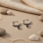 Load image into Gallery viewer, 925 Silver Hoop Earrings with Amethyst Stone for Women
