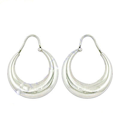 Silver Crescent Hoop Earrings for Women | Daily Wear Jewelry