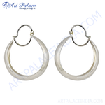 Load image into Gallery viewer, Silver hoop earrings for women, minimalist design, for daily wear, shiny metal
