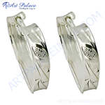 Load image into Gallery viewer, Close-up of elegant silver hoop earrings on a white background, perfect for women&#39;s daily wear.
