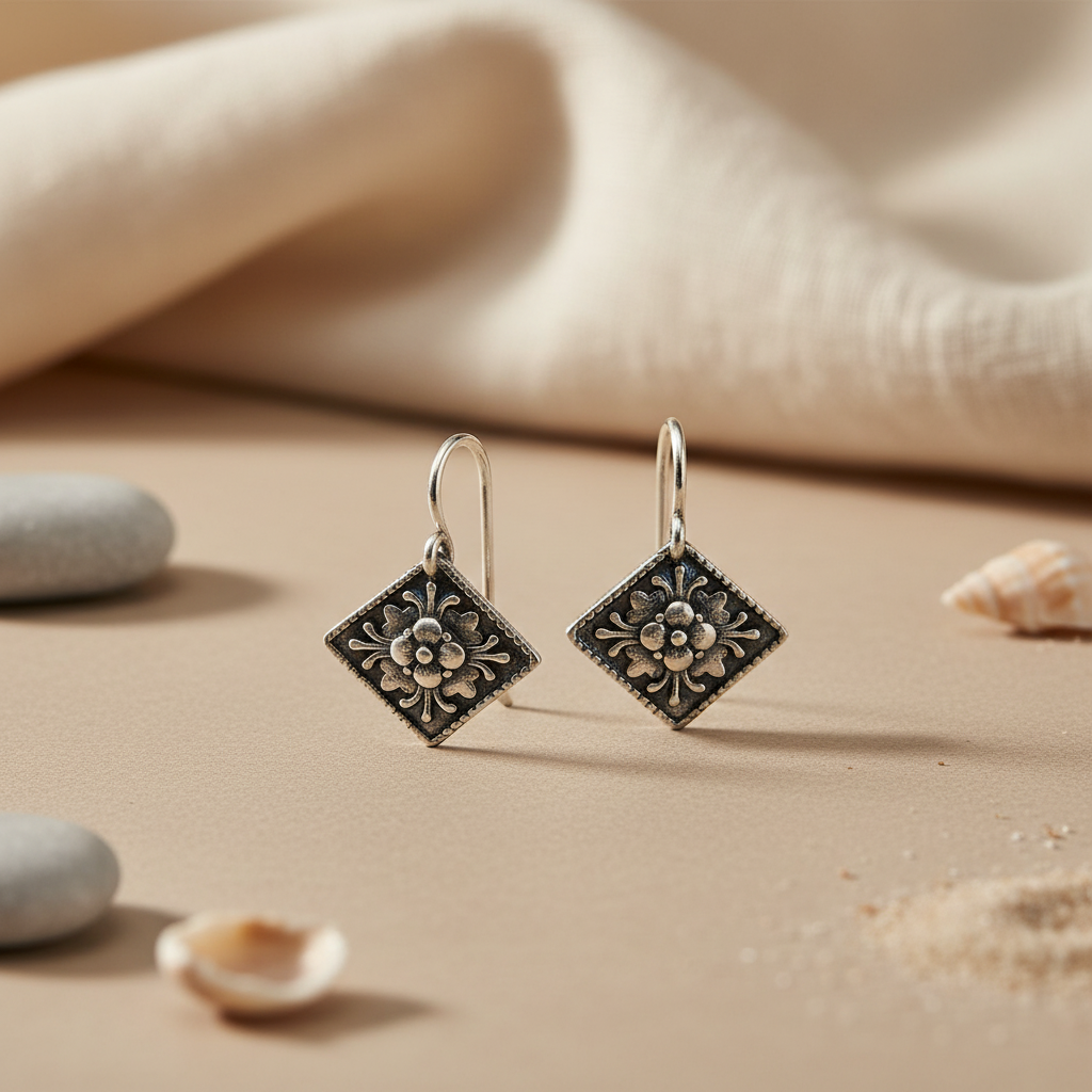 925 Silver Floral Drop Earrings for Women | Dangle Jewelry
