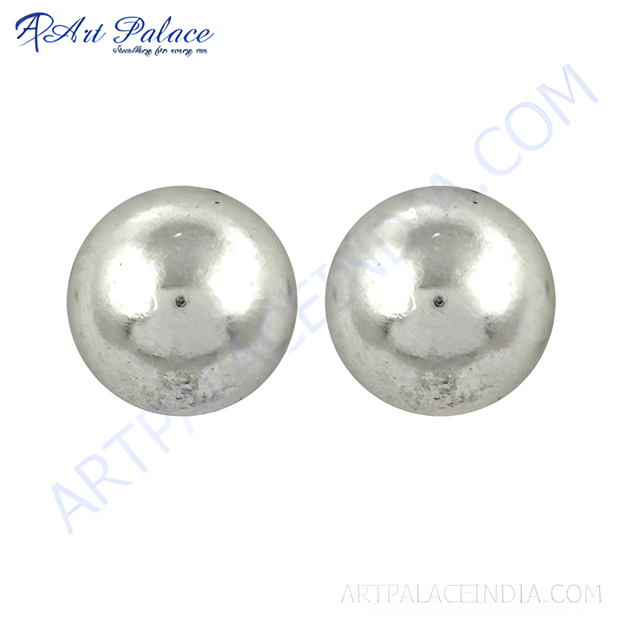 Round silver ball stud earrings for women