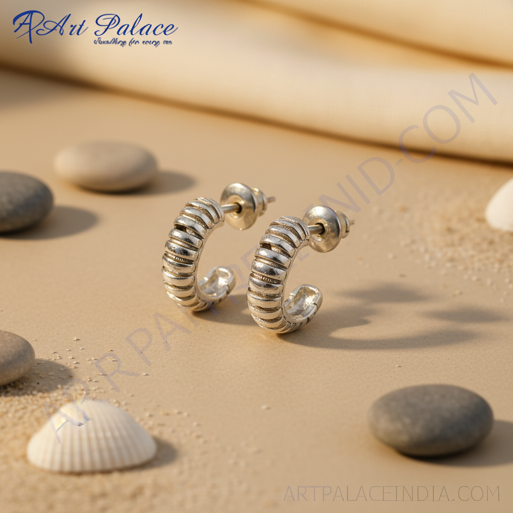 Silver hoop earrings for women | twisted design | daily wear