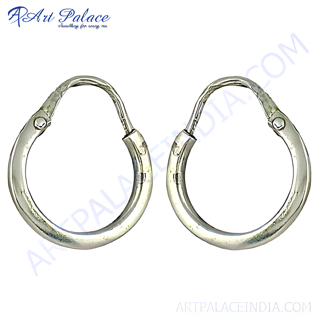 Silver hoop earrings, simple and elegant design, perfect for women, made with quality materials.