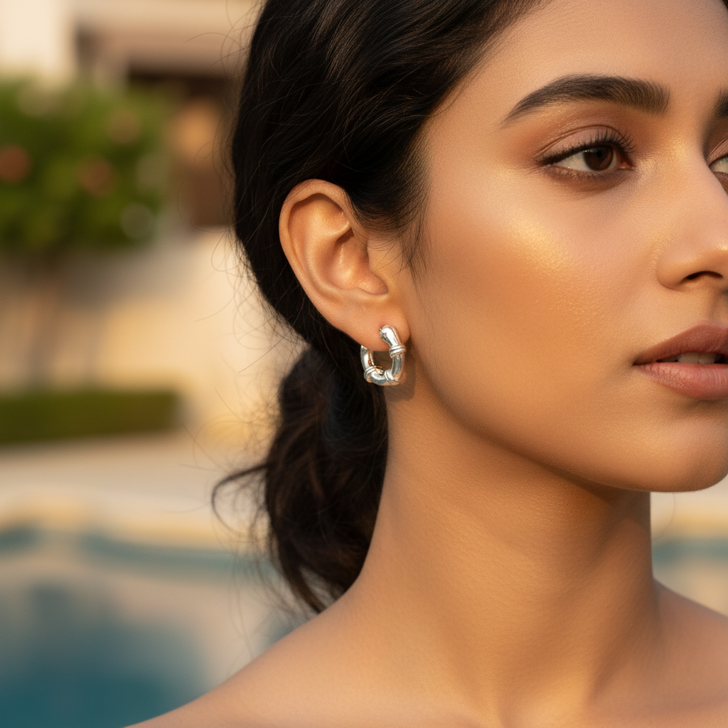 Silver Hoop Earrings for Women | Knot Design | Daily Wear