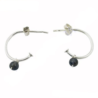 925 Silver Hoop Earrings with Gemstone | For Women