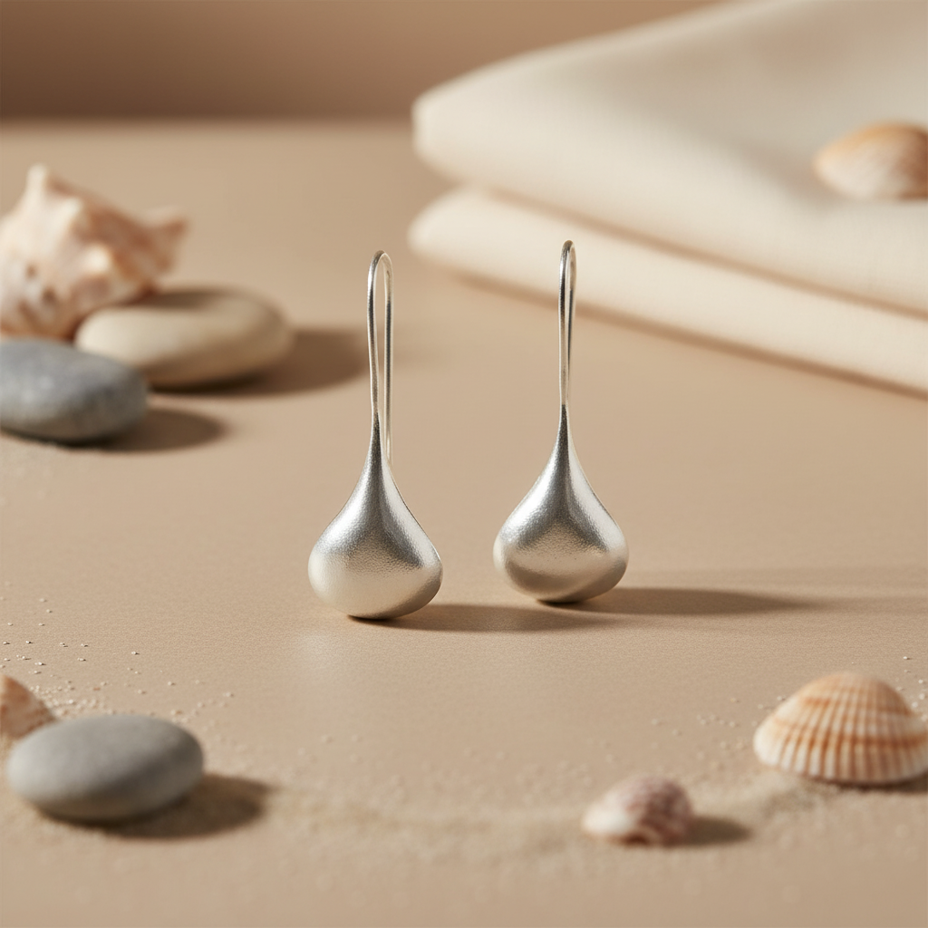Silver Teardrop Dangle Earrings | Minimalist Silver Earrings for Women