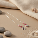 Load image into Gallery viewer, 925 Silver Cat Drop Earrings with Pink Gemstones | Gift for Women
