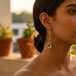 Load image into Gallery viewer, 925 Silver Cow Charm Earrings | Green Gemstone | For Women
