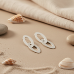 Load image into Gallery viewer, Silver Oval Link Drop Earrings for Women | Statement Jewelry
