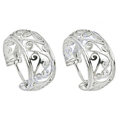 925 Silver Filigree Hoop Earrings for Women | Daily Wear Jewelry