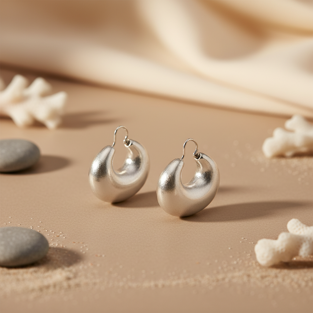 925 Silver Chunky Hoop Earrings for Women | Daily Wear