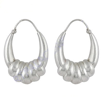 925 Silver Ribbed Hoop Earrings for Women | Fashion Jewelry