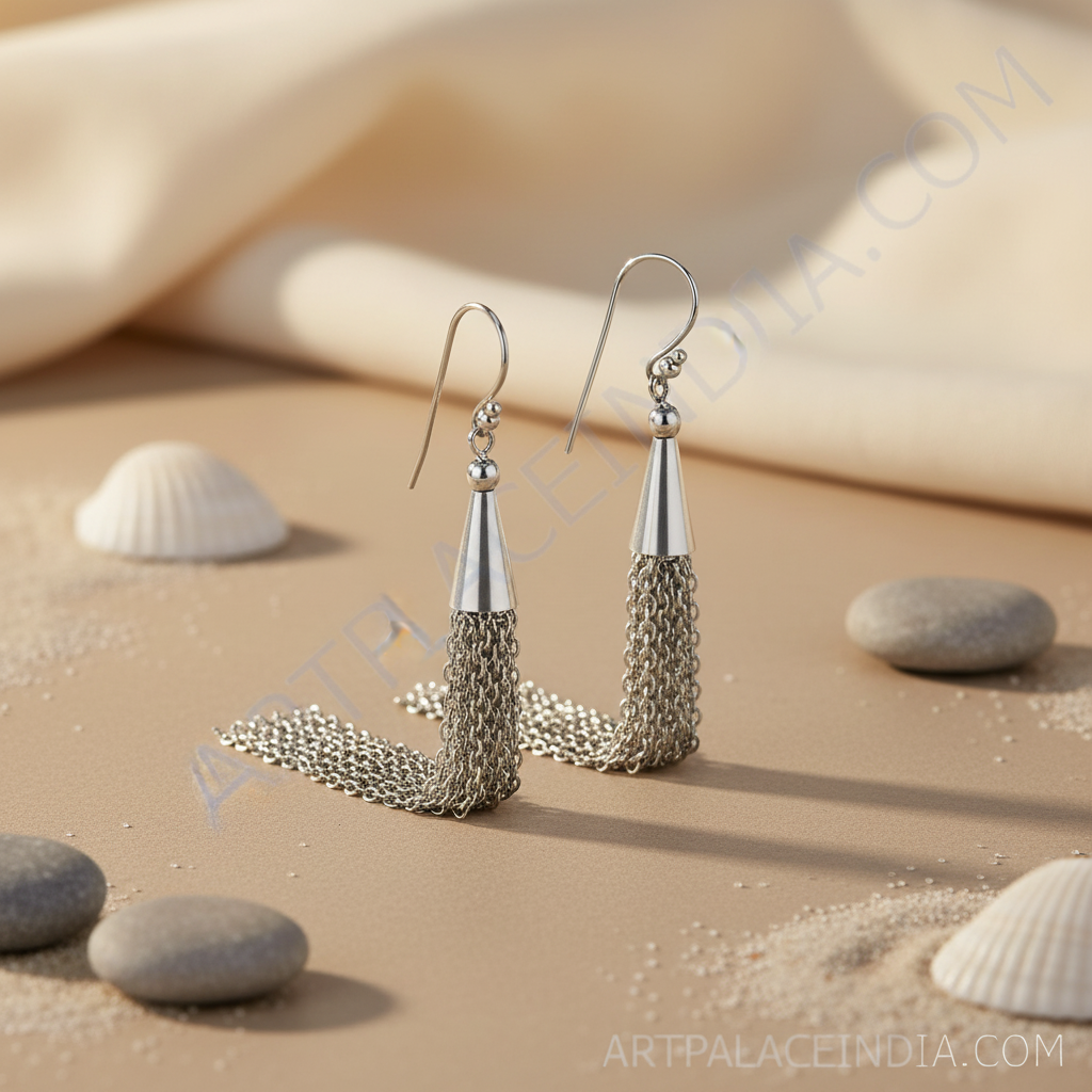 Silver Tassel Drop Earrings for Women | Statement Jewelry