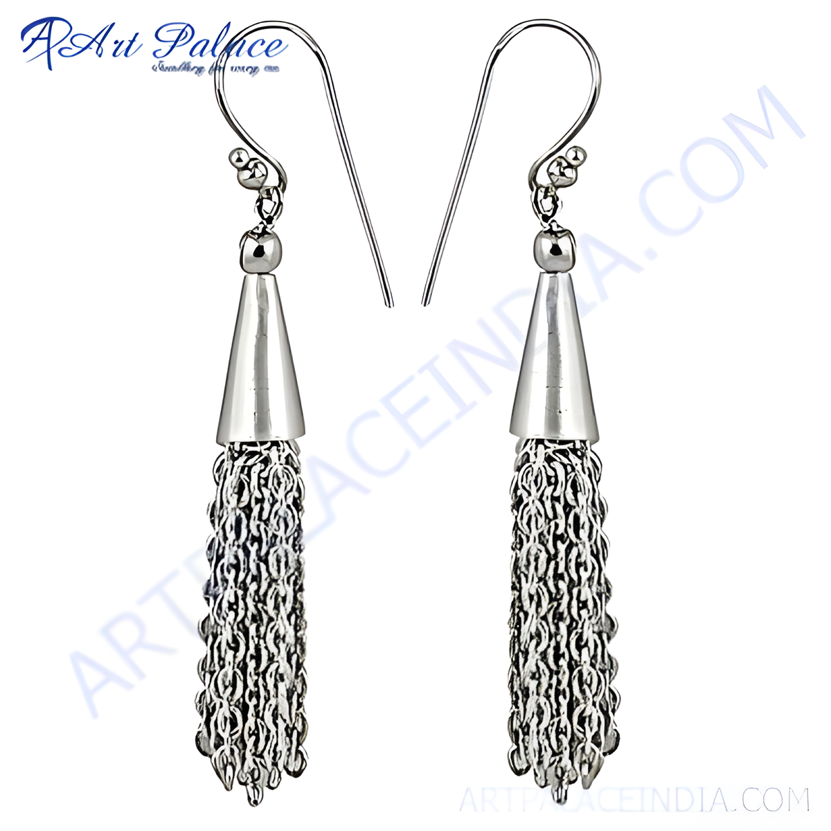 Elegant silver tassel drop earrings, perfect for adding a touch of sophistication to any outfit