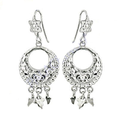 925 Silver Filigree Dangle Earrings for Women | Floral Design