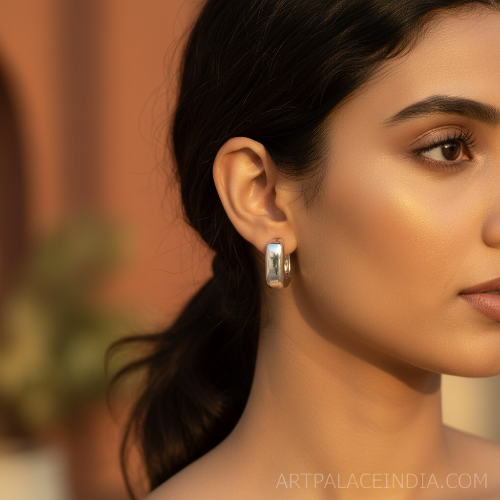 Silver Square Hoop Earrings | Daily Wear Jewelry for Women