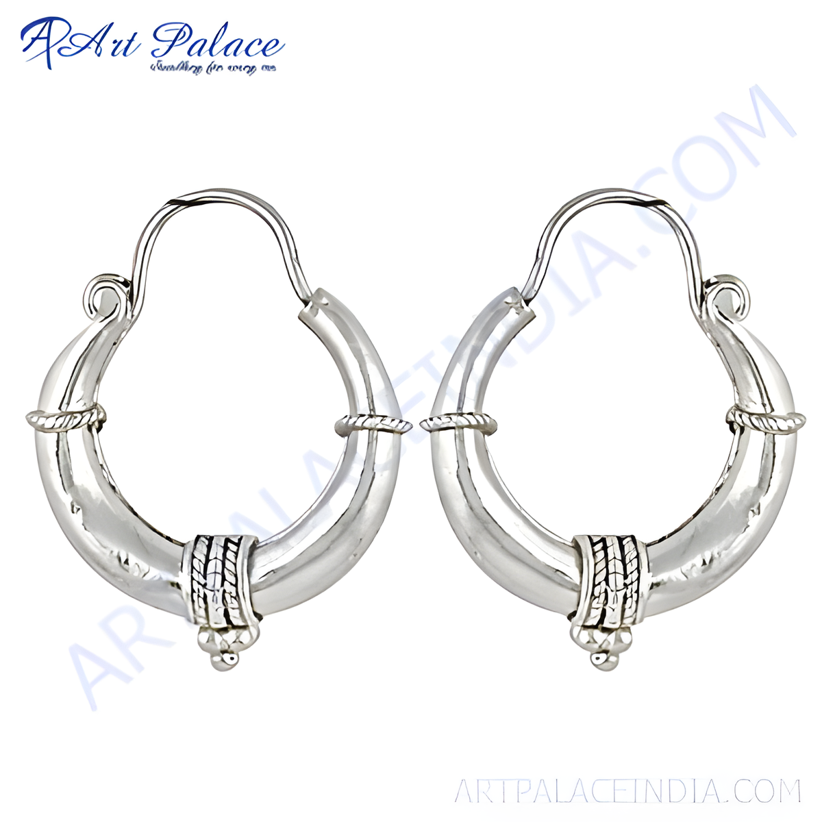 925 sterling silver hoop earrings with intricate detailing, designed for women's daily wear