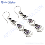 Load image into Gallery viewer, 925 sterling silver drop earrings featuring amethyst gemstones, ideal for daily wear or gifting.
