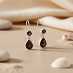 Load image into Gallery viewer, 925 Silver Garnet Teardrop Earrings for Women | Gemstone Jewelry
