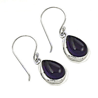 925 Silver Purple Gemstone Teardrop Earrings for Women