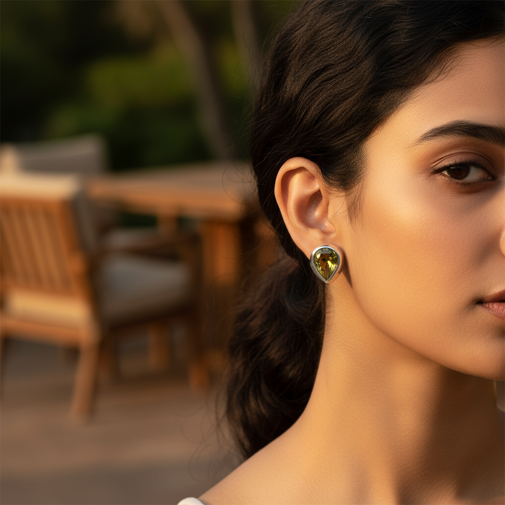 925 Silver Peridot Stud Earrings for Women | Teardrop Jewelry