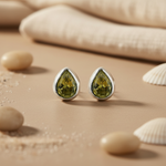 Load image into Gallery viewer, 925 Silver Peridot Stud Earrings for Women | Teardrop Jewelry
