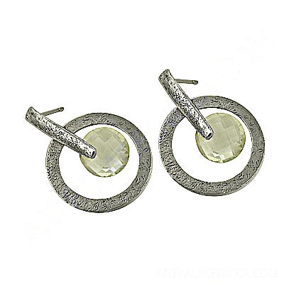 Silver Stud Earrings with Citrine Gemstone | Women's Jewelry Gift