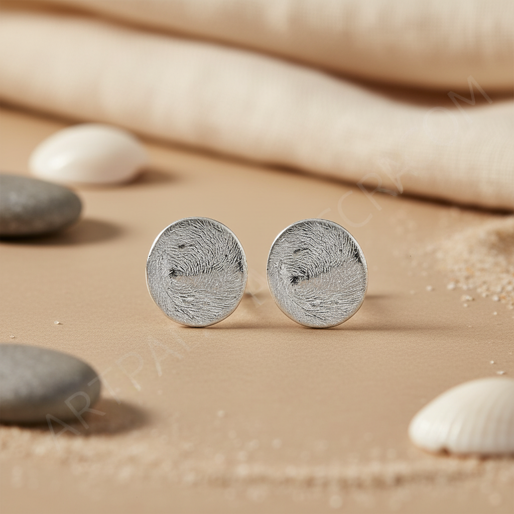 Silver Textured Stud Earrings | Women's Jewelry | Daily Wear