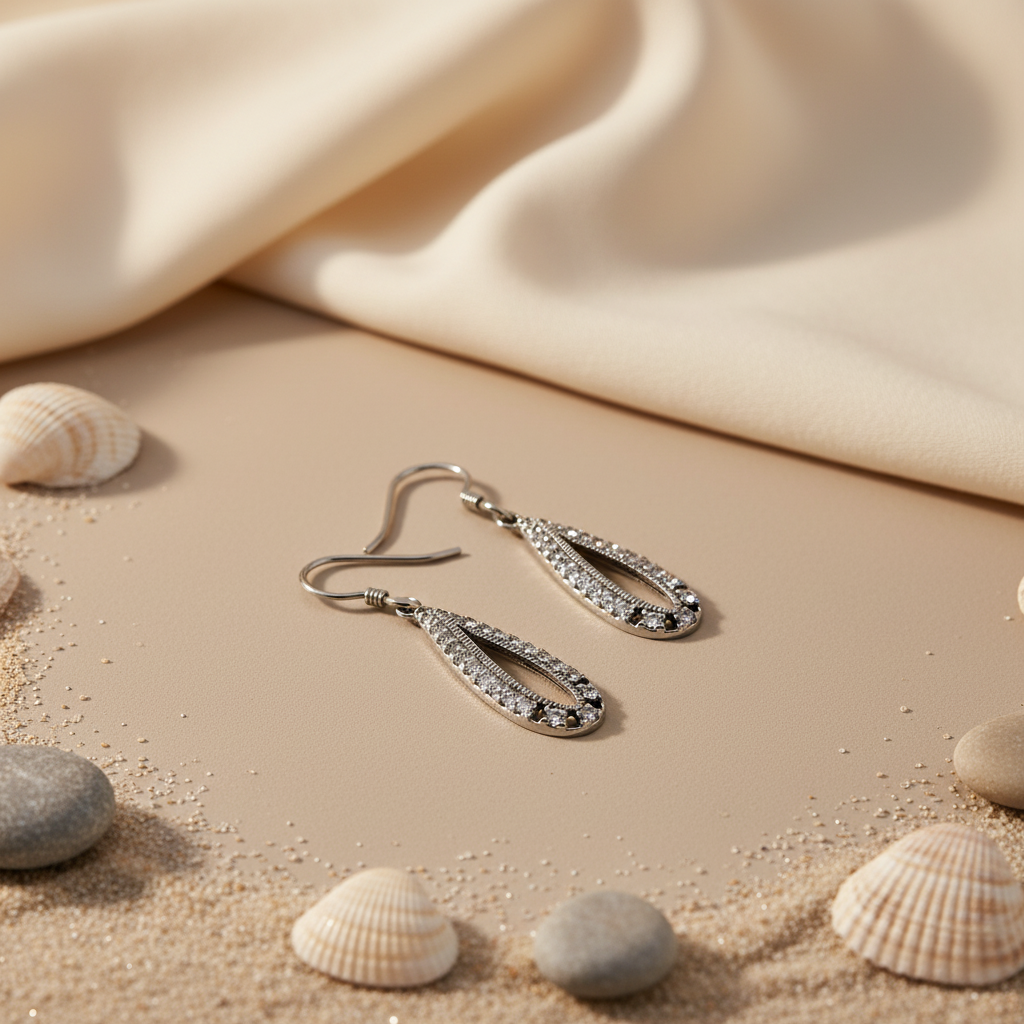 925 Silver Cubic Zirconia Teardrop Earrings for Women
