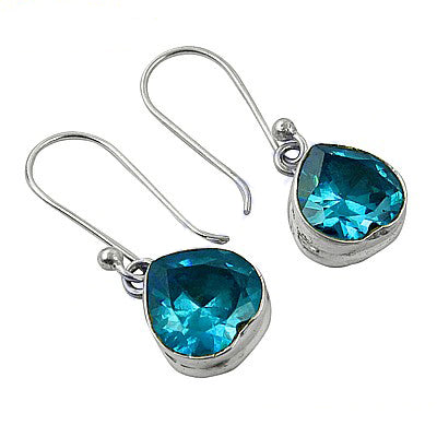 925 Silver Blue Topaz Drop Earrings for Women | Gift